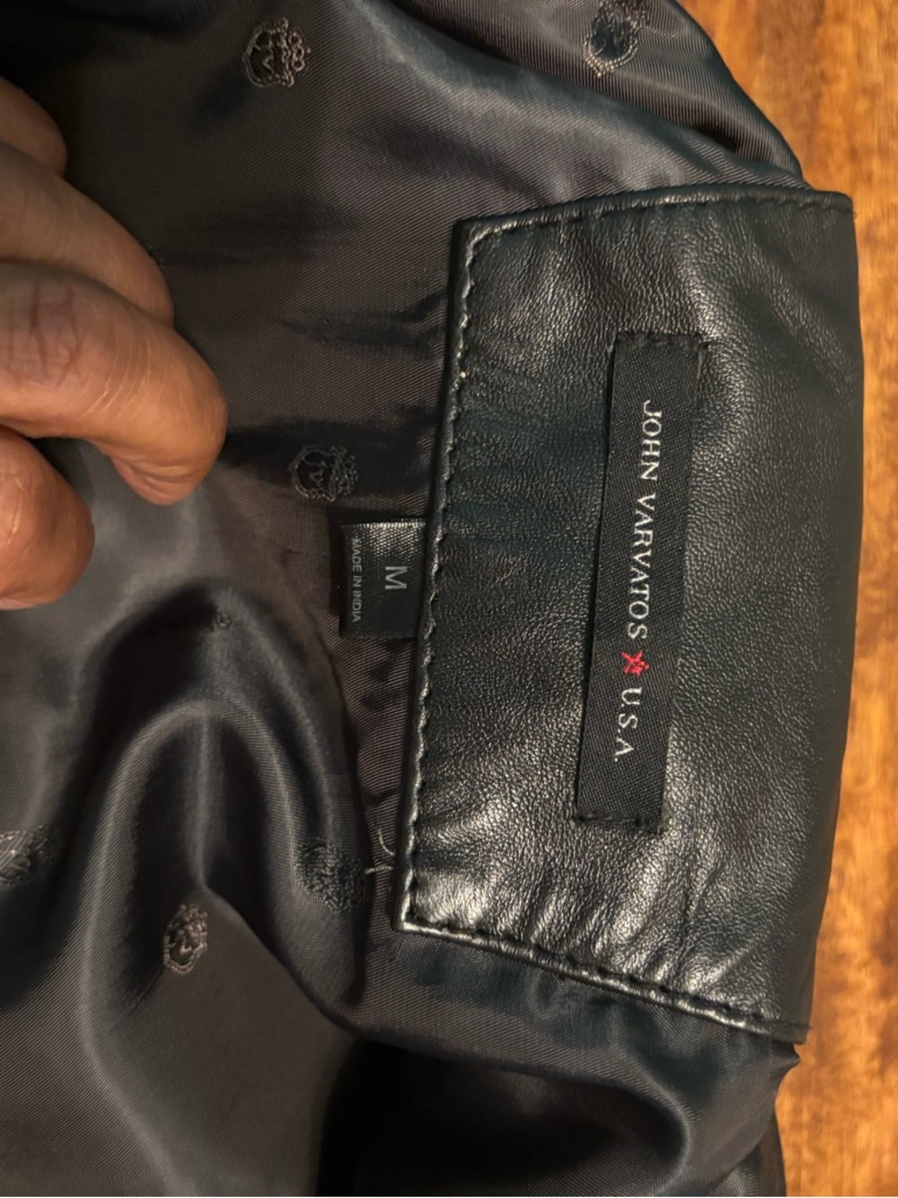 John Varvatos Black Leather Bomber Jacket - Picture 4 of 5